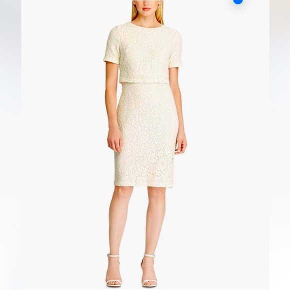 New Ralph Lauren Ivory Embroidered Sheath Evening Dress - Picture 1 of 17